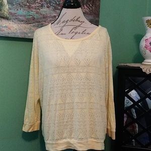 Ruff Hewn Yellow 3/4 length Sleeve Tee Size XL